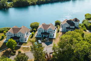 Drone - over lake - entrance- click for photo gallery